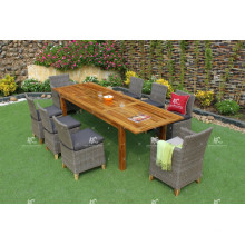 Hot Design Patio Garden 8 cadeiras Dining Set Poly Rattan Wicker Furniture